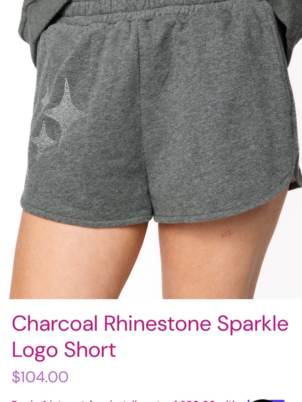 BRAND NEW Queen of Sparkle Charcoal Rhinestone Logo Women's Shorts $104 Original
